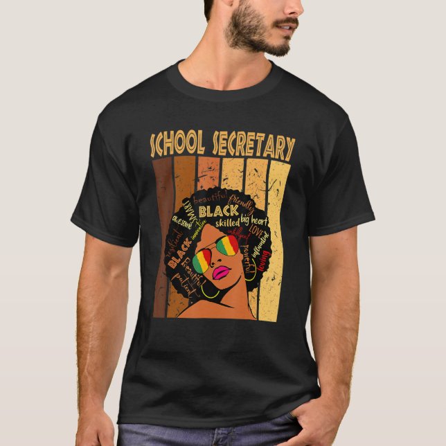 Svart sekreterare i skolan Afro African American B T Shirt (Framsida)
