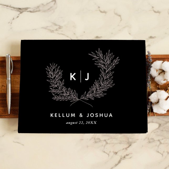 Svart, separat monogram gästböcker (Black Distinguished Monogram Guest Book)