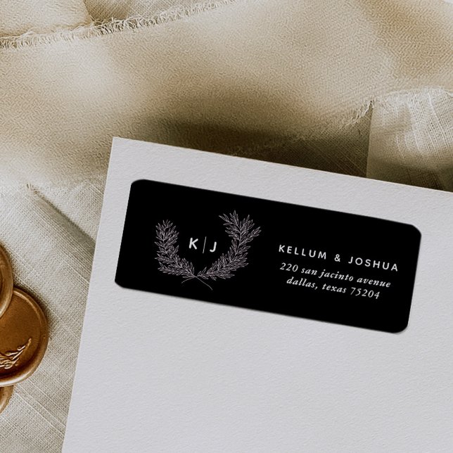 Svart separata monogram-Returetiketter Returadress Etikett (Skapare uppladdad)