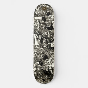 Svart Sepia Abstrakt Mini Skateboard Bräda 18,5 Cm