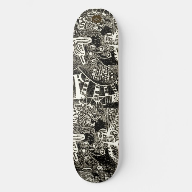 Svart Sepia Abstrakt  Mini Skateboard Bräda 18,5 Cm (Framsida)
