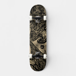 Svart Sepia Abstrakt Skateboard