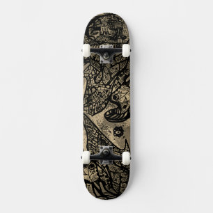 Svart Sepia Abstrakt Skateboard