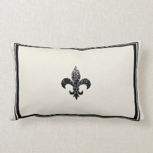 Svart sequed Fleur De Lis Design Lumbarkudde