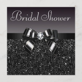 Svart sequins-, pilbåge- & diamantmöhippa inbjudningar