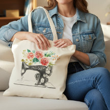 Svart Sewing Maskin Quilting Tailor Blommigt