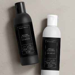 Svart Shampoo-etikett Modern kosmetikapaket