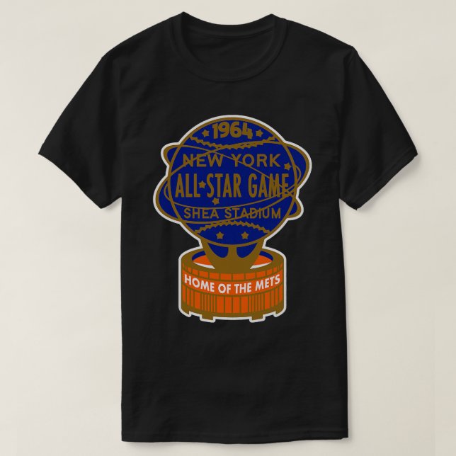 Svart Shea Stadium 60-tal New York Baseball T Shirt (Design framsida)