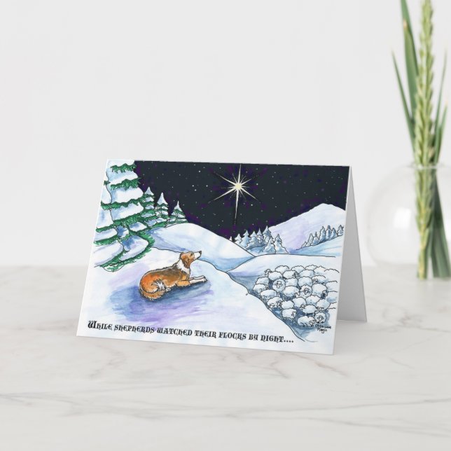Svart sheepdogjulkort helgkort (Framsida)