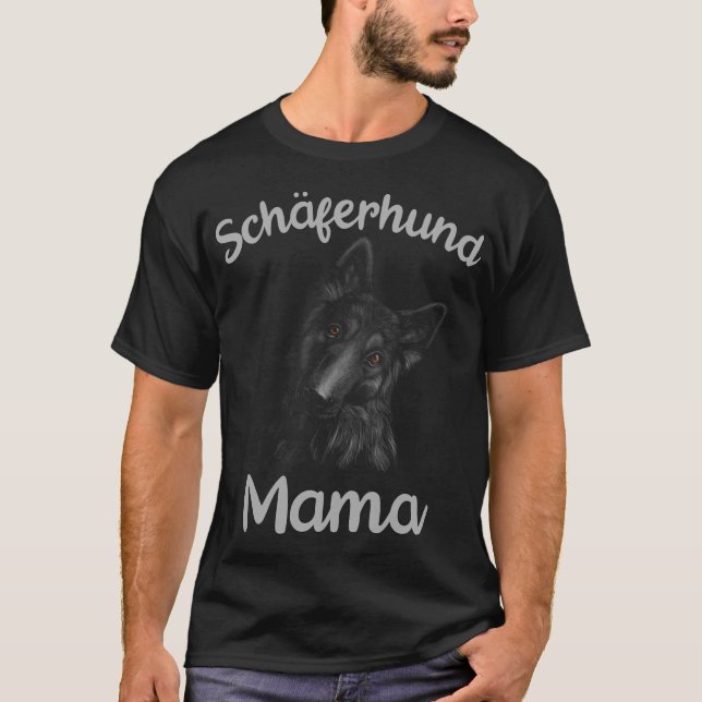 Svart shepherd hund mamma hund mor t shirt (Framsida)
