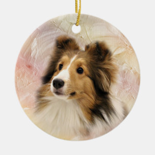 Svart Shetland Sheepdog Julgransprydnad Keramik