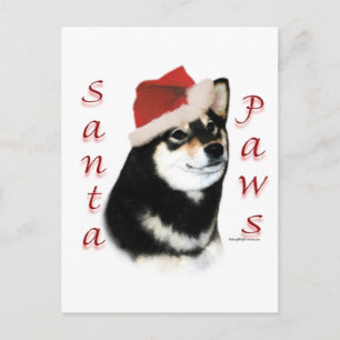 Svart Shiba Inu Santa tassar Helg Vykort