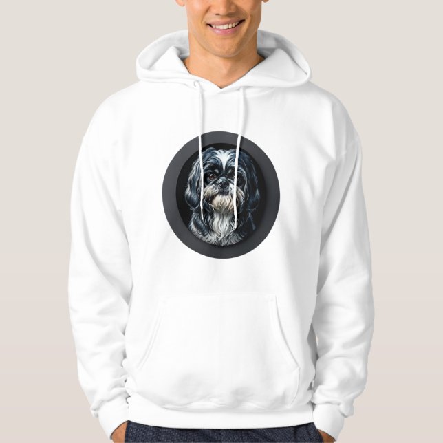 Svart shih tzu hoodie (Framsida)