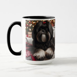 Svart Shih Tzu julkaffekopp Mugg