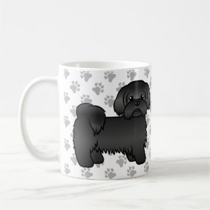 Svart Shih Tzu Söt Tecknad Hundillustration Kaffemugg