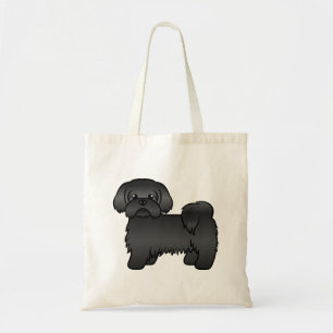 Svart Shih Tzu Söt Tecknad Hundillustration Tygkasse