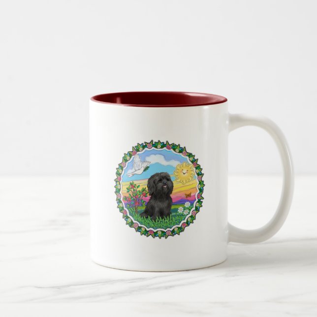 Svart Shih Tzu Två-Tonad Mugg (Höger)