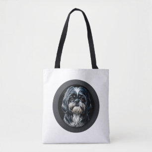 Svart shih tzu tygkasse