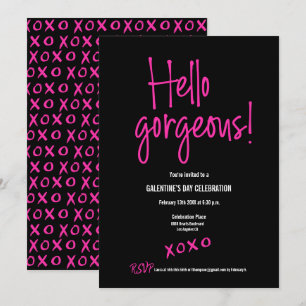 Svart Shock rosa Hej gorgous Galentine's Day xoxo Inbjudningar