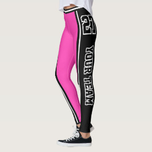 Svart Shock rosa i idrottsgruppen Namn Number Blac Leggings