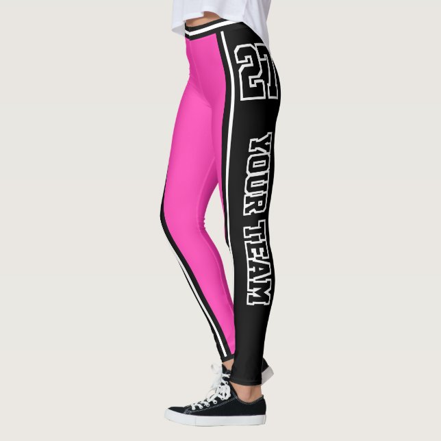 Svart Shock rosa i idrottsgruppen Namn Number Blac Leggings (Vänster)
