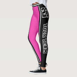 Svart Shock rosa i idrottsgruppen Namn Number Blac Leggings
