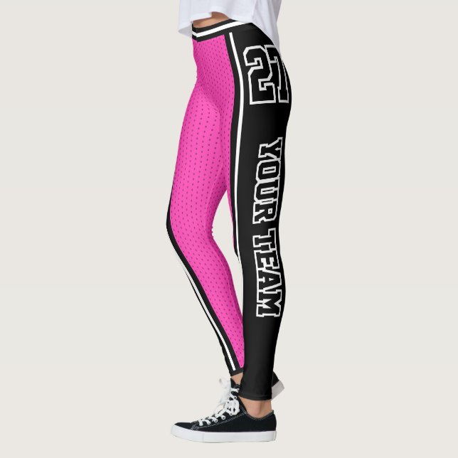Svart Shock rosa i idrottsgruppen Namn Number Blac Leggings (Vänster)