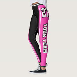 Svart Shock rosa i sportteamet med nummer Namn Leggings