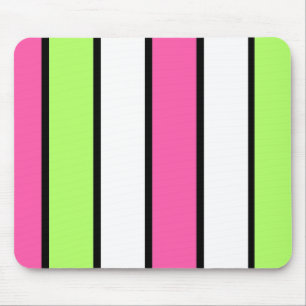 Svart, Shock rosa, Lime Green och White rand Musmatta