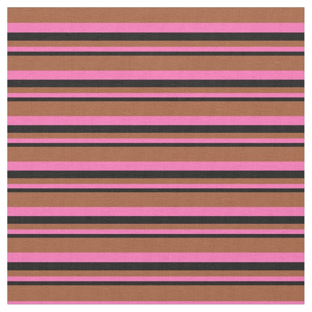 Svart, Shock rosa och Sienna Färgad Mönster Tyg (Närbild)