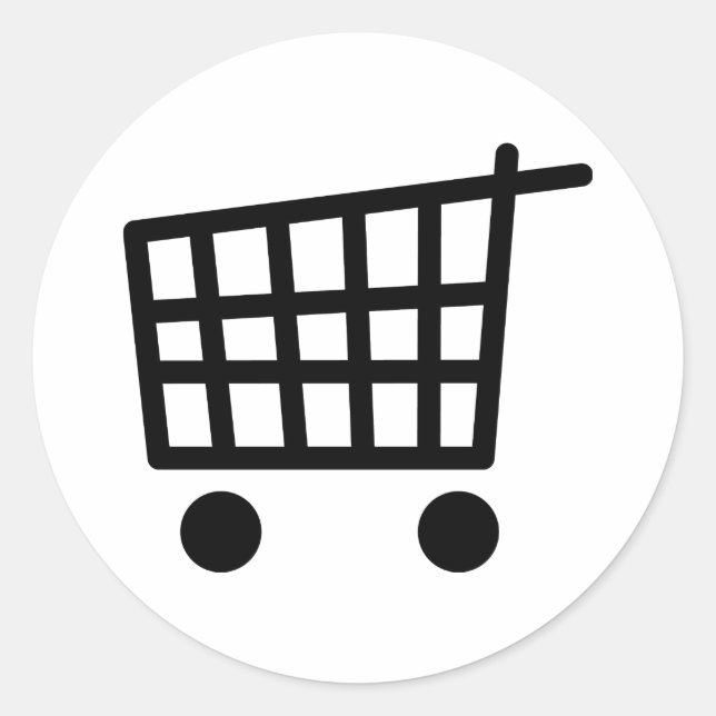 svart shoppingvagn runt klistermärke (Framsida)