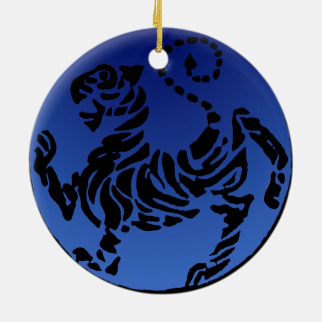 Svart Shotokan & blåtttiger Julgransprydnad Keramik (Baksidan)