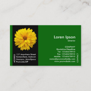 Svart sidbandsblomma - Gult Chrysanth - Grönt Visitkort