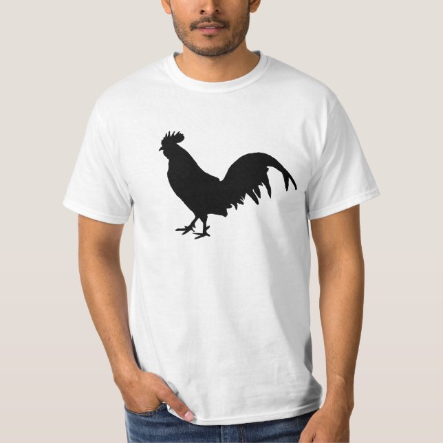 Svart Silhouette för tuppungtupphöna T-shirt (Framsida)