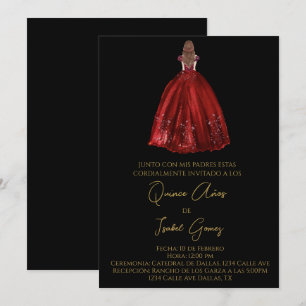 Svart silhouette quinceañera-inbjudan inbjudningar