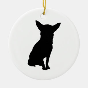 SVART SILHOUETTECHIHUAHUA JULGRANSPRYDNAD KERAMIK