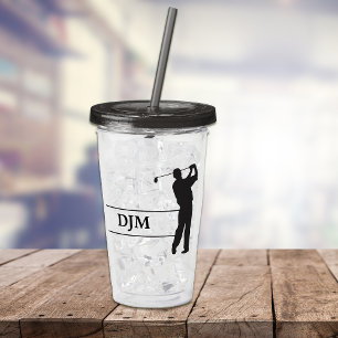 Svart Silhouettegolfare för Monogram Take Away Mugg