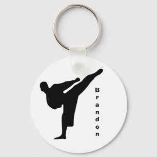 Svart SilhouetteKarate Keychain Nyckelring
