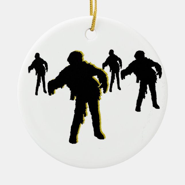 Svart Silhouetteprydnad för Zombie! Skräddarsy Julgransprydnad Keramik (Framsidan)