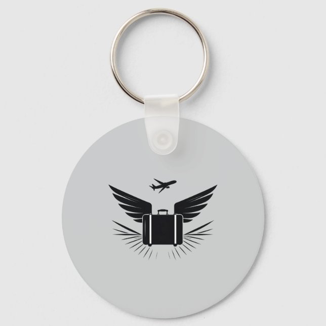 Svart silhuetdesign av resväska nyckelring (Framsida)