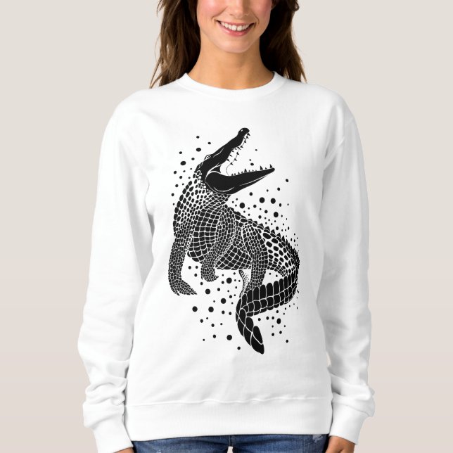 Svart silhuett av krokodil t shirt (Framsida)