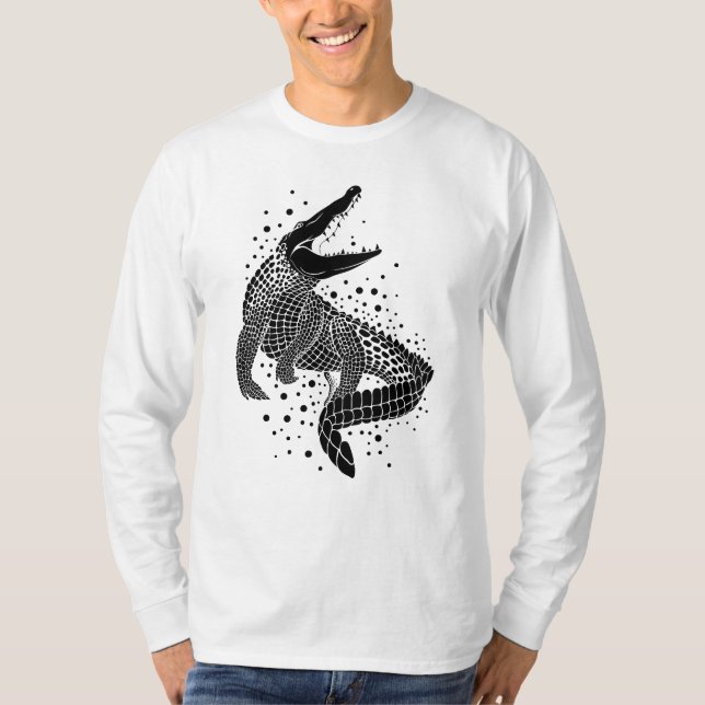 Svart silhuett av krokodil t shirt (Framsida)