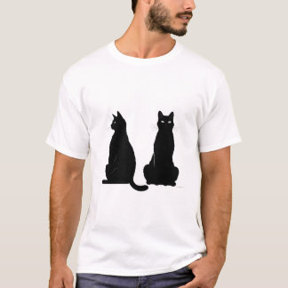 Svart silhuett av två katter t shirt