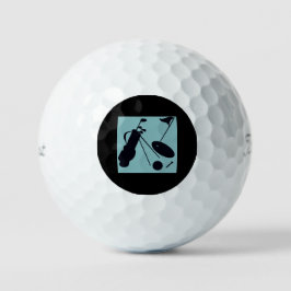 Svart silhuetter av golfartiklar på blå bakgrund