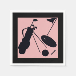 Svart silhuetter av golfartiklar på rosans bakgrun pappersservett