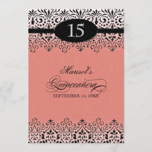 Svart silver 15th Quinceanera för Look för Inbjudningar