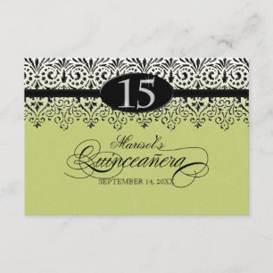 Svart silver 15th Quinceanera för Look för Inbjudningar