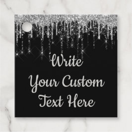 Svart Silver Årsdag Fest Födelsedagsglitter Gåvor Etiketter