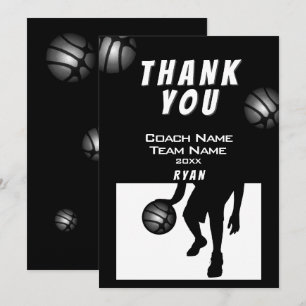 Svart Silver Basket Thank you Tränare Kort