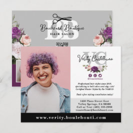 Svart Silver Blommigt Salon Stylist Photo Marknads Vykort